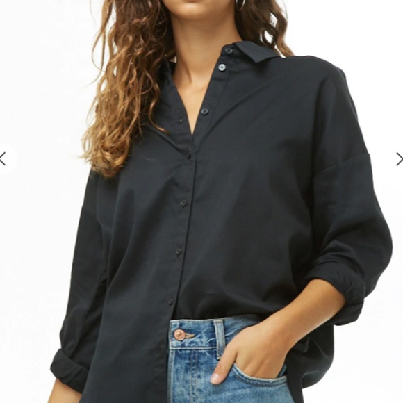 H&M black button up long sleeve shirt - Picture 1 of 4
